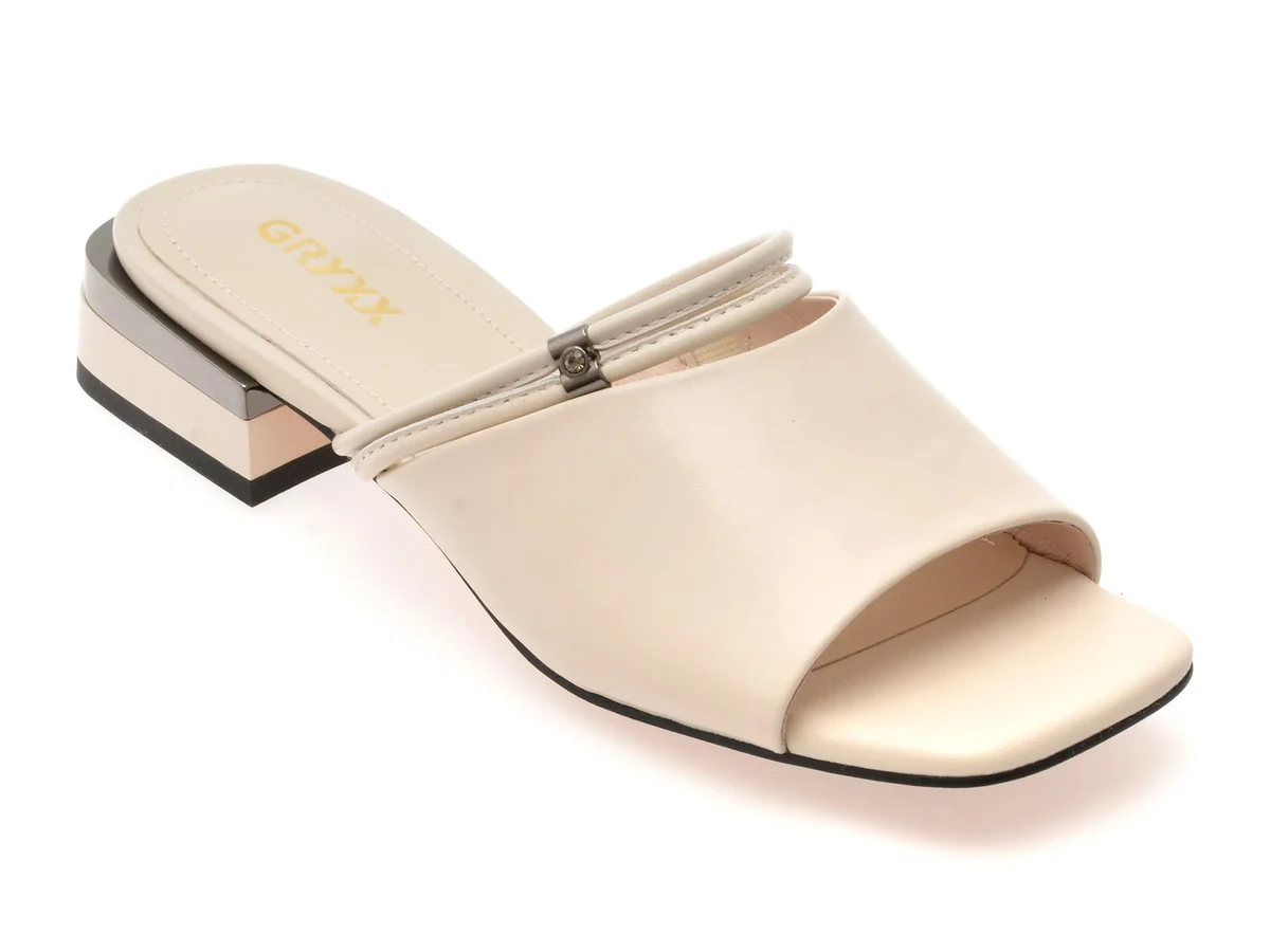 Papuci Gryxx Bej 32340 Din Piele Naturala