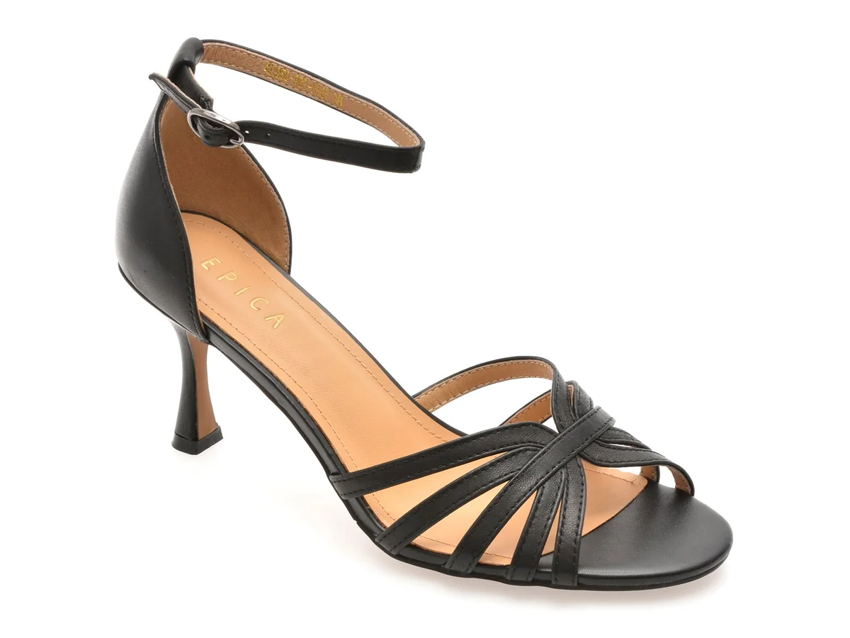 Sandale Epica Negre, 4H950, Din Piele Naturala