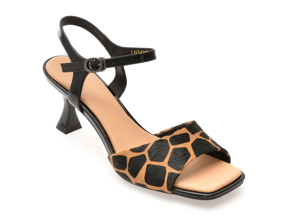 Sandale Elegante Epica Maro, L167, Din Piele Naturala