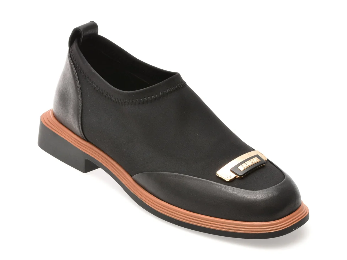 Pantofi Epica Negri, S146, Din Material Textil