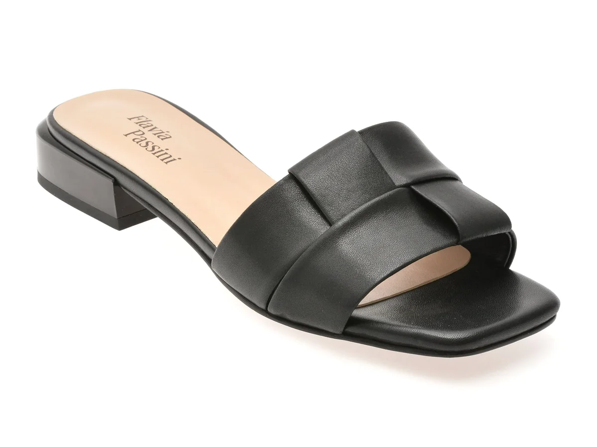 Papuci Flavia Passini Negri Q2652 Din Piele Naturala