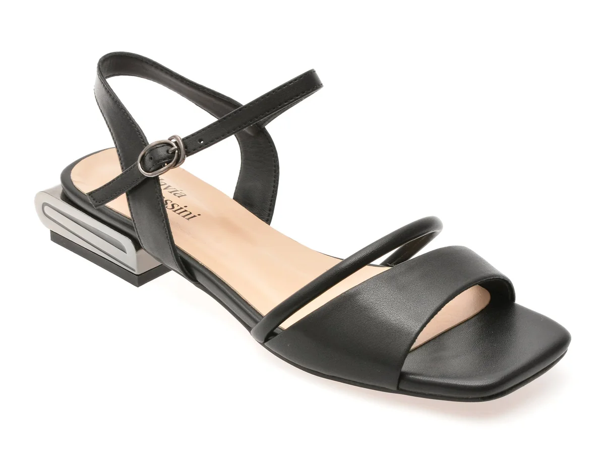 Sandale Flavia Passini Negre, Q2716, Din Piele Naturala