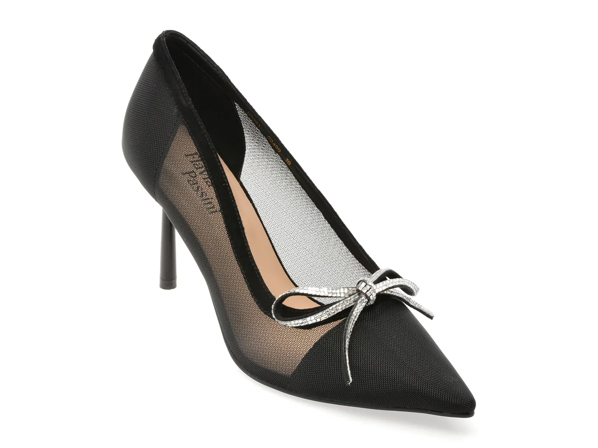 Pantofi Eleganți Flavia Passini Negri, Q2499, Din Material Textil