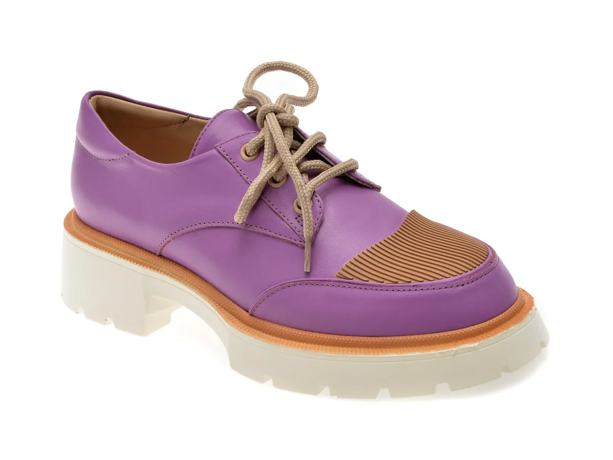 Pantofi Flavia Passini Mov, 6003, Din Piele Naturala