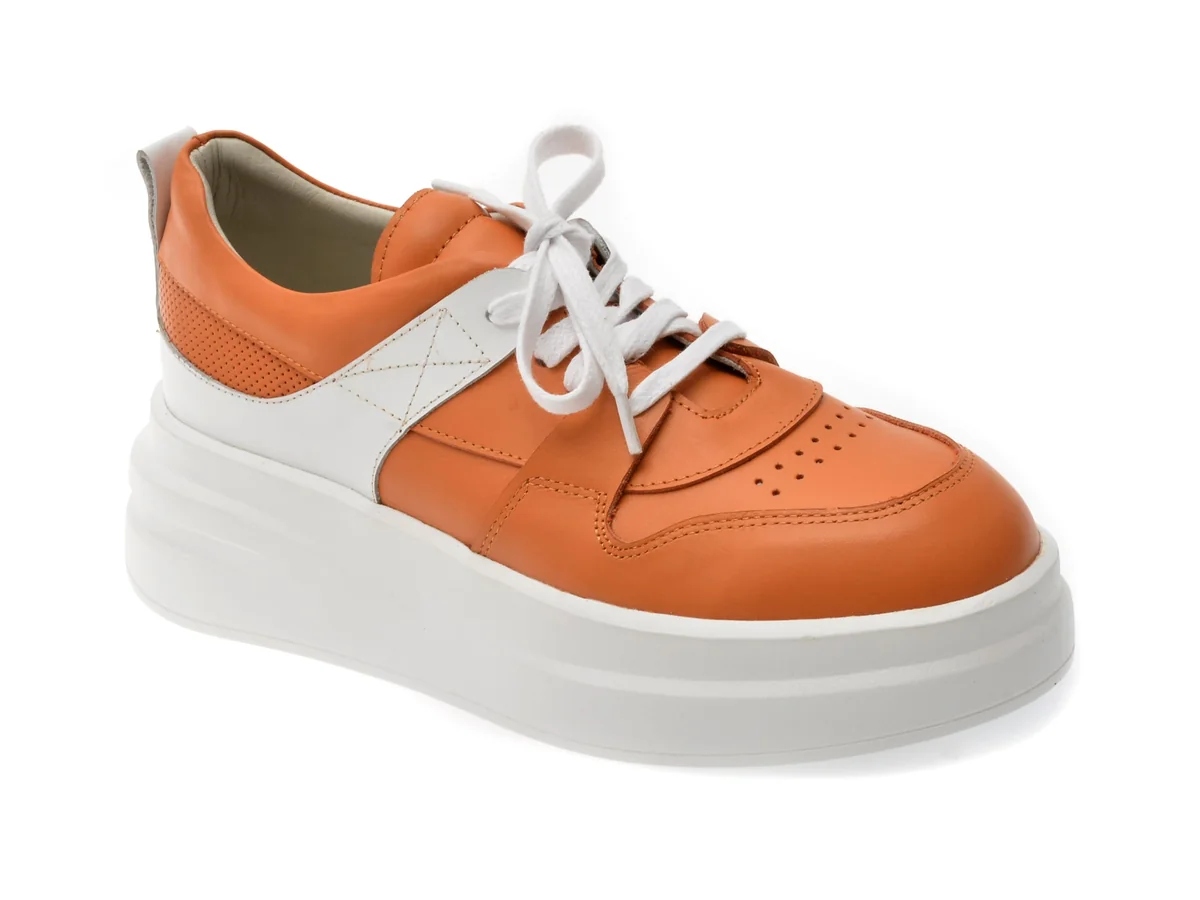 Pantofi Sport Flavia Passini Portocalii, 7308, Din Piele Naturala