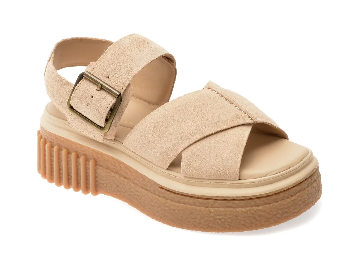 Sandale Clarks Bej, Evamar Wish, Din Piele Întoarsă