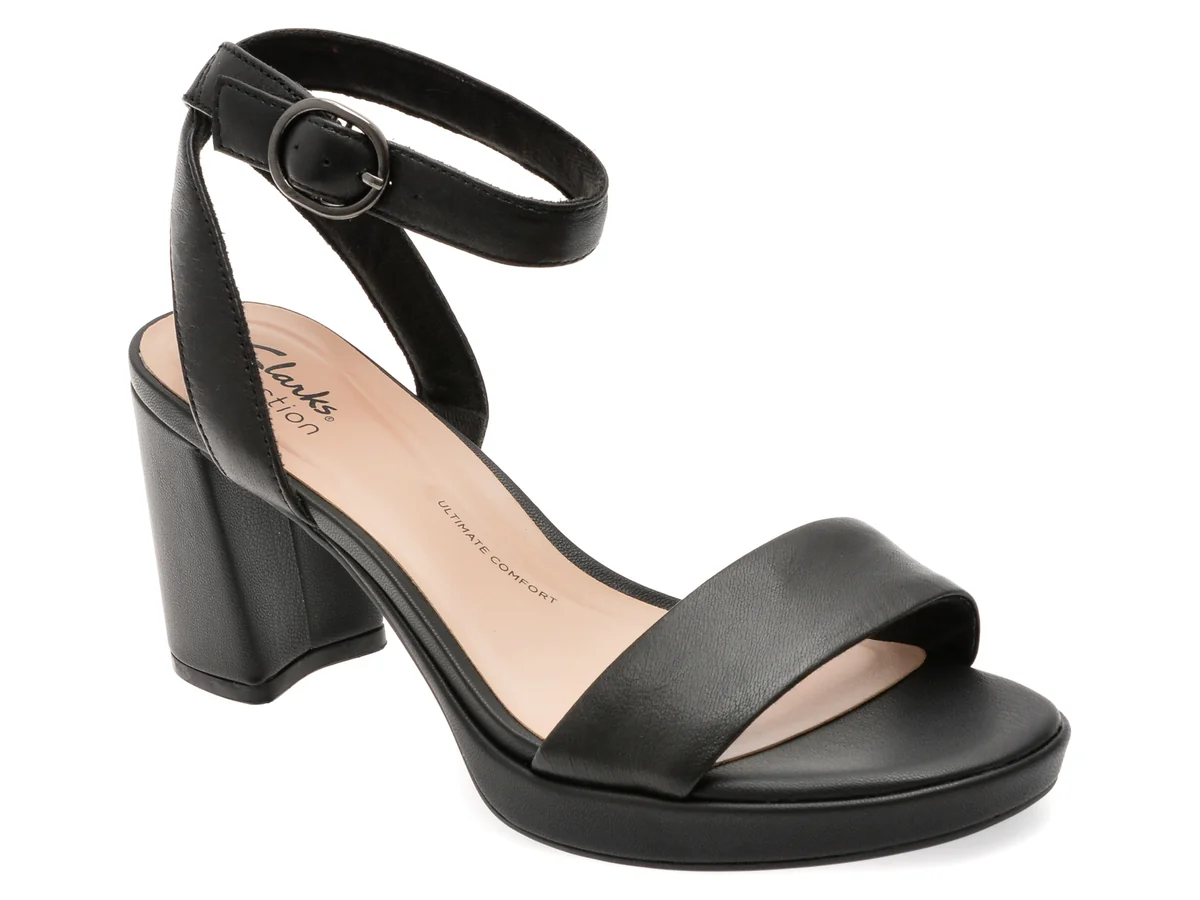 Sandale Clarks Negre, Ambyr Lyn Bay, Din Piele Naturala