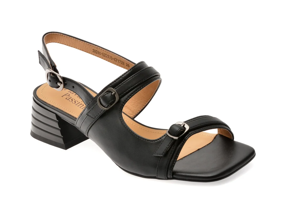 Sandale Flavia Passini Negre, 3H260, Din Piele Naturala
