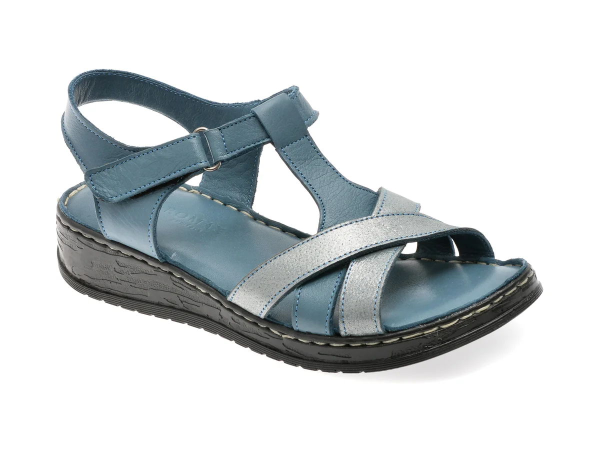 Sandale Romax Albastre, 10214, Din Piele Naturala