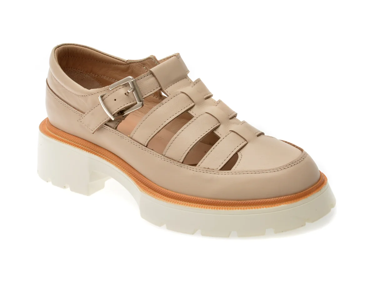 Pantofi Flavia Passini Bej, S6000, Din Piele Naturala