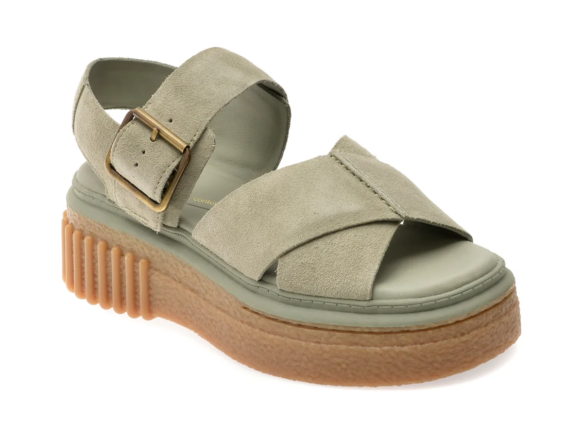 Sandale Clarks Verzi, Evamar Wish, Din Piele Naturala