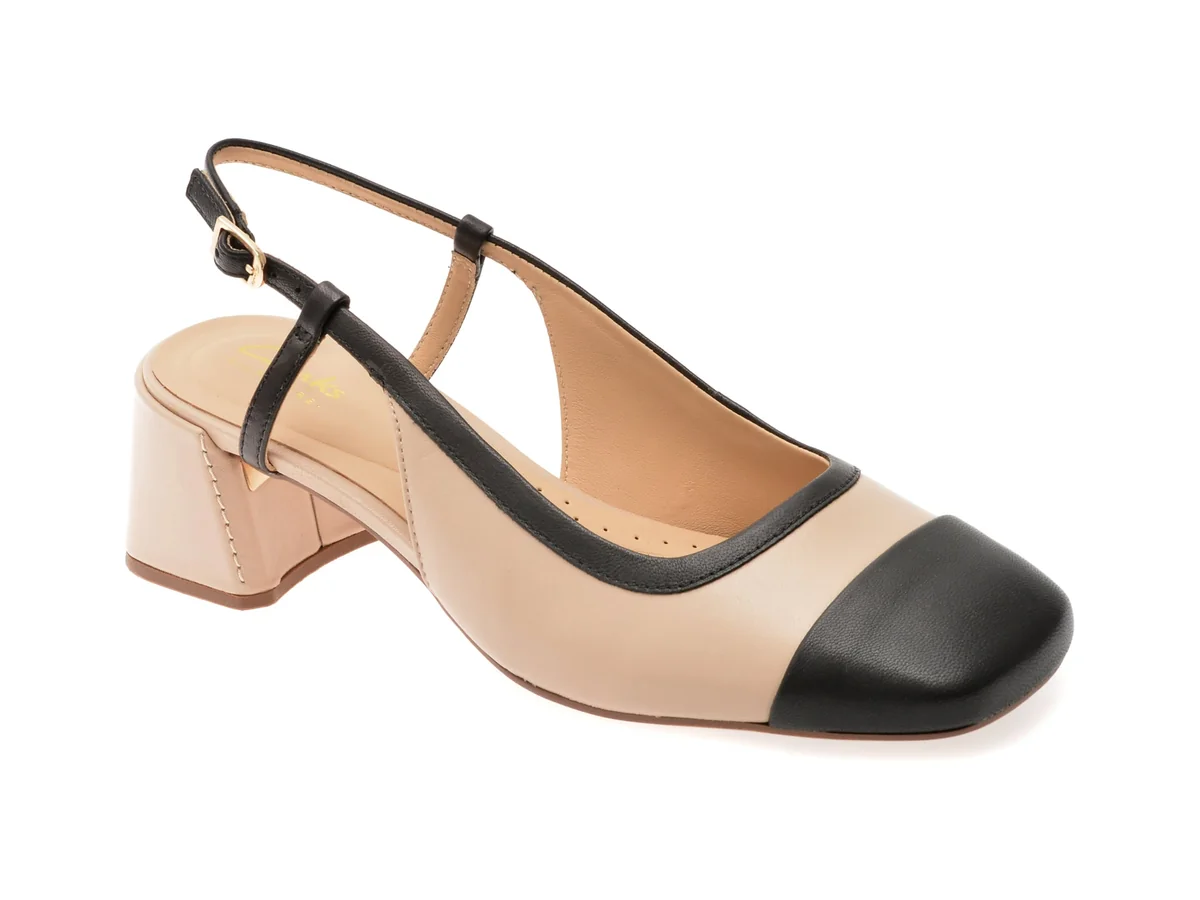 Pantofi Clarks Bej, N.Y.T.A 45 Sling, Din Piele Naturala