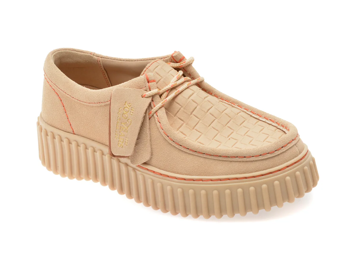 Mocasini Clarks Bej, Torhill Bee, Din Piele Întoarsă