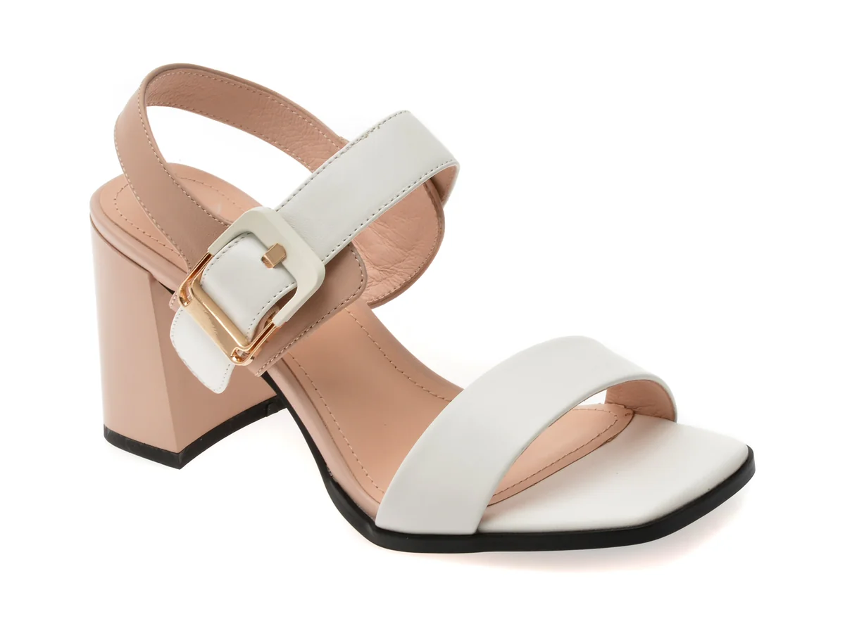 Sandale Epica Albe, H890, Din Piele Naturala