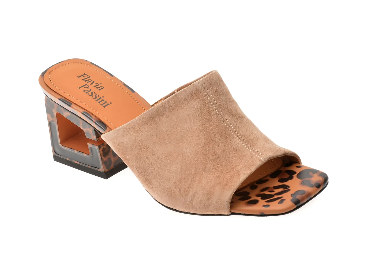 Papuci Flavia Passini Bej H694 Din Piele Întoarsă