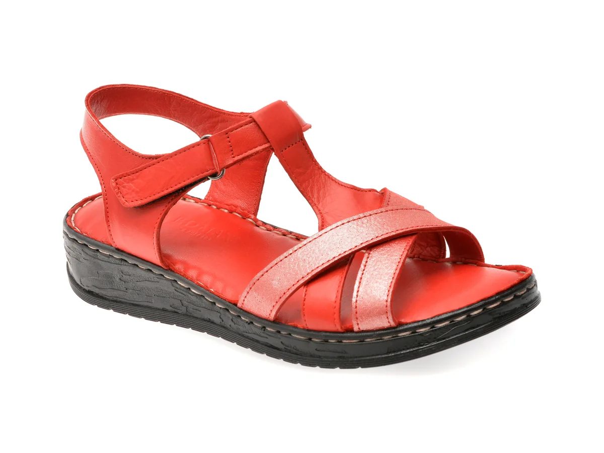 Sandale Romax Roșii, 10214, Din Piele Naturală