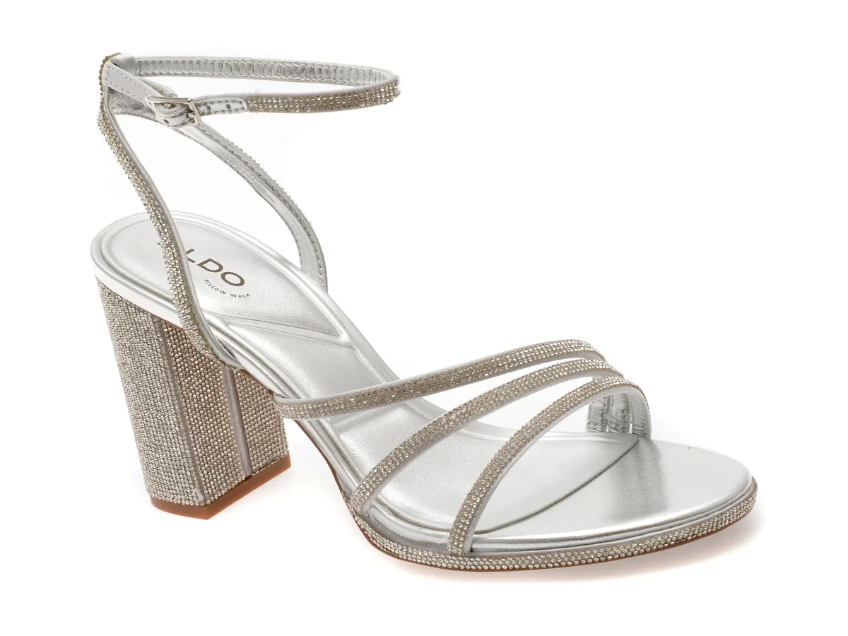 Sandale Elegante Aldo Argintii, CHICGLOW 040, Din Material Textil