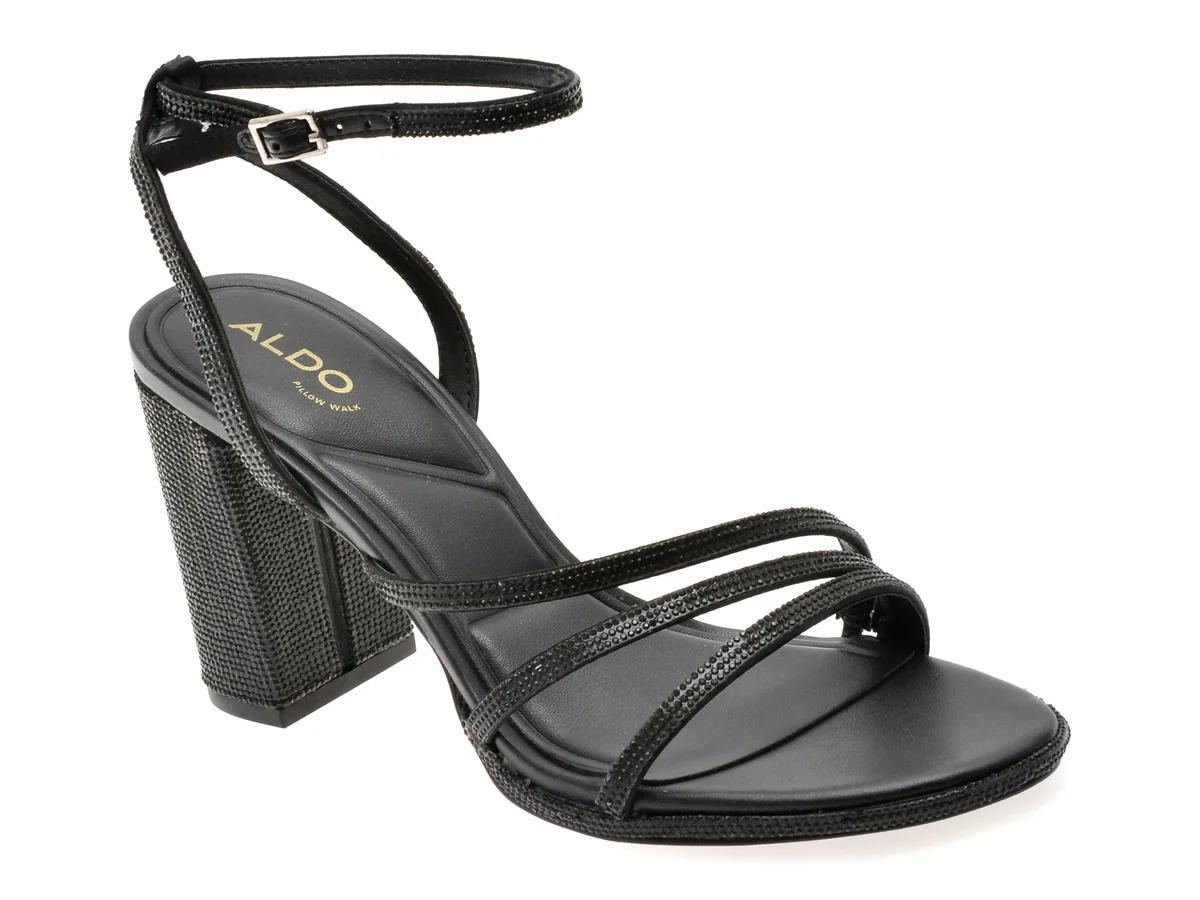 Sandale Elegante Aldo Negre, Chicglow 001, Din Material Textil