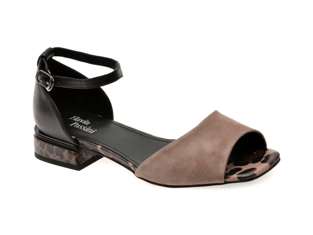 Sandale Flavia Passini Negre, H140, Din Piele Naturală
