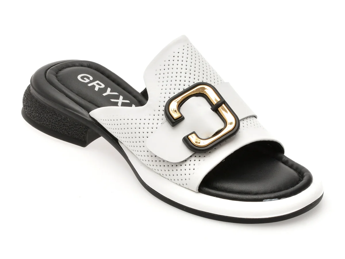 Papuci Gryxx Albi 1181197 Din Piele Naturală