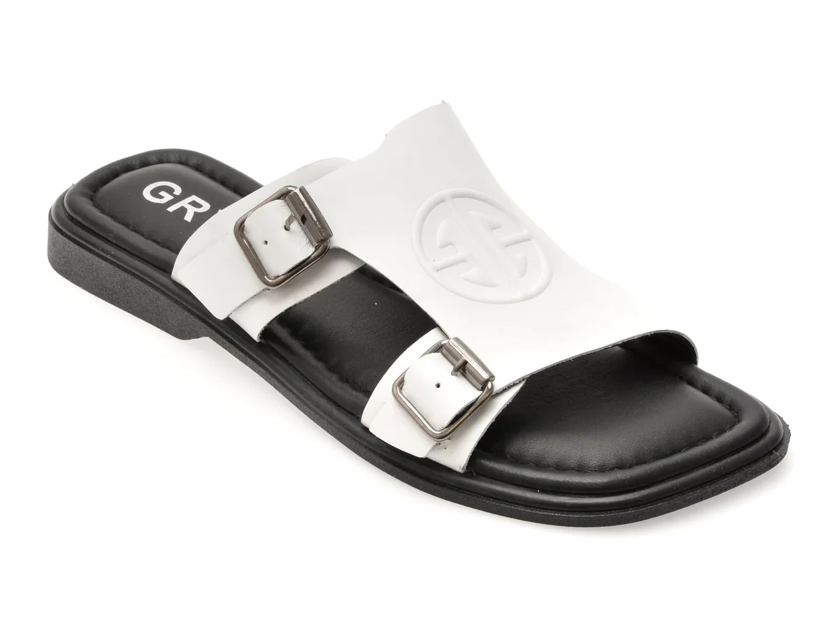 Papuci Gryxx Albi 1181126 Din Piele Naturala