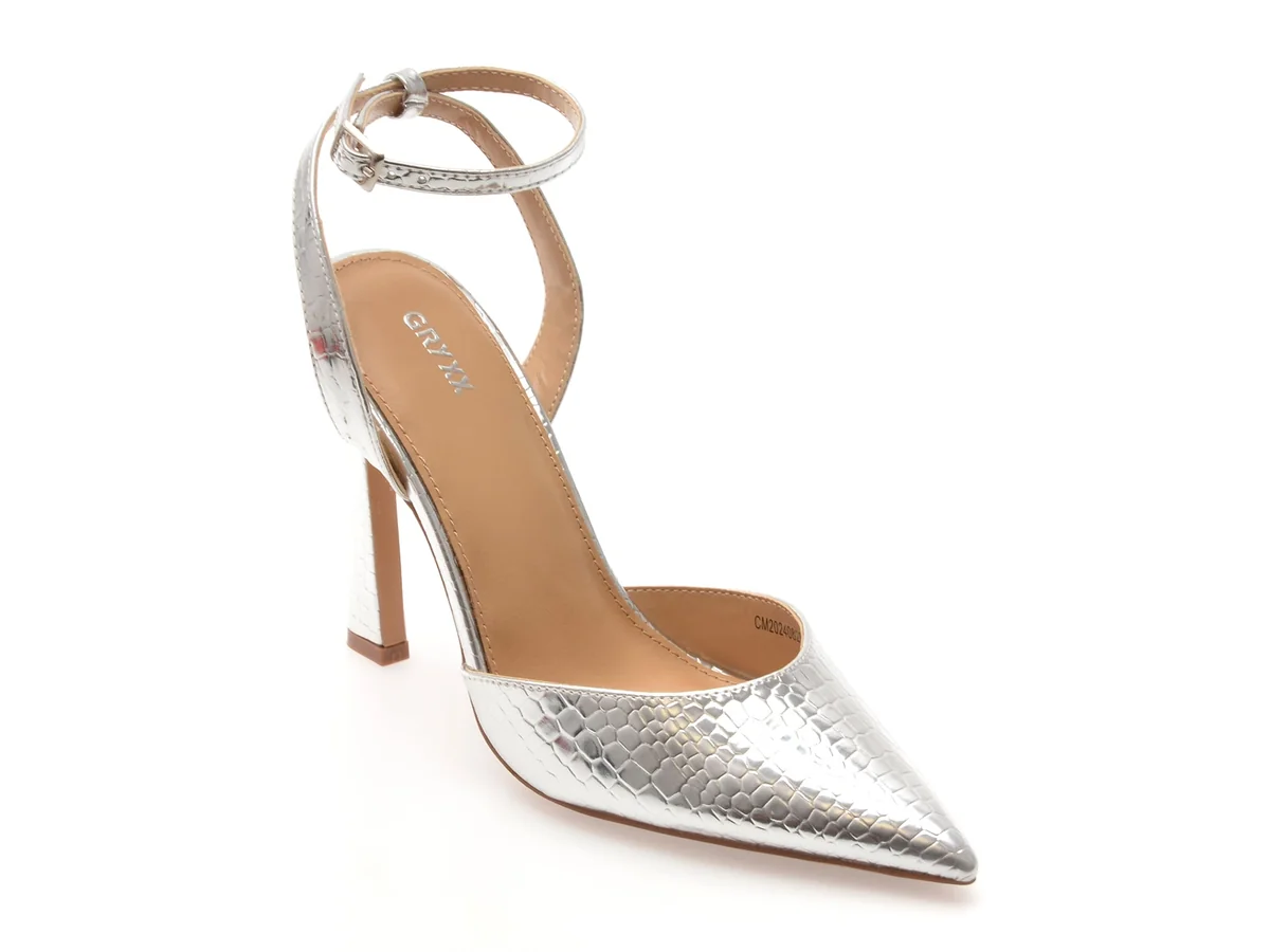 Pantofi Eleganți Gryxx Argintii, 82932, Din Piele Ecologică