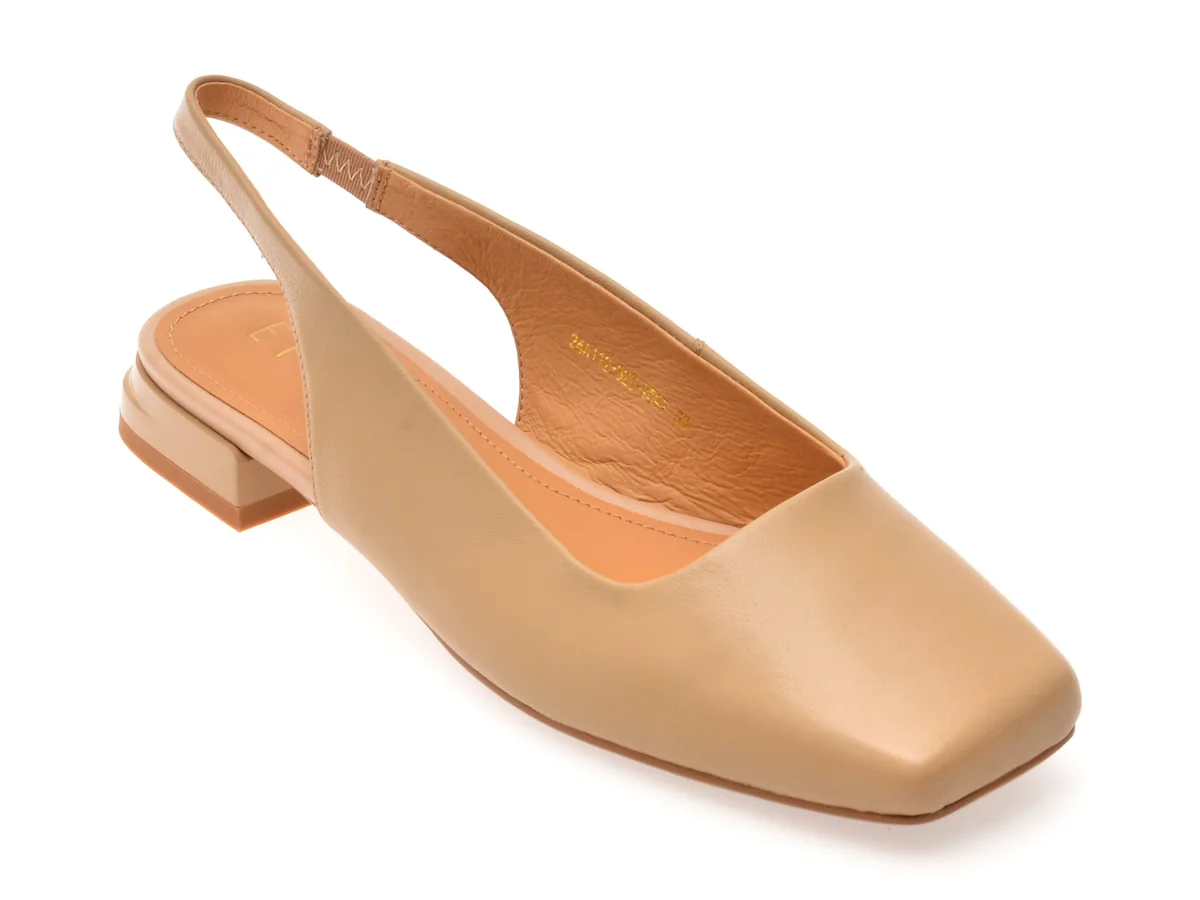 Pantofi Epica Bej, 32S, Din Piele Naturală