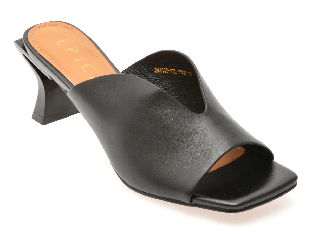 Papuci Epica Negri, 23L, Din Piele Naturala