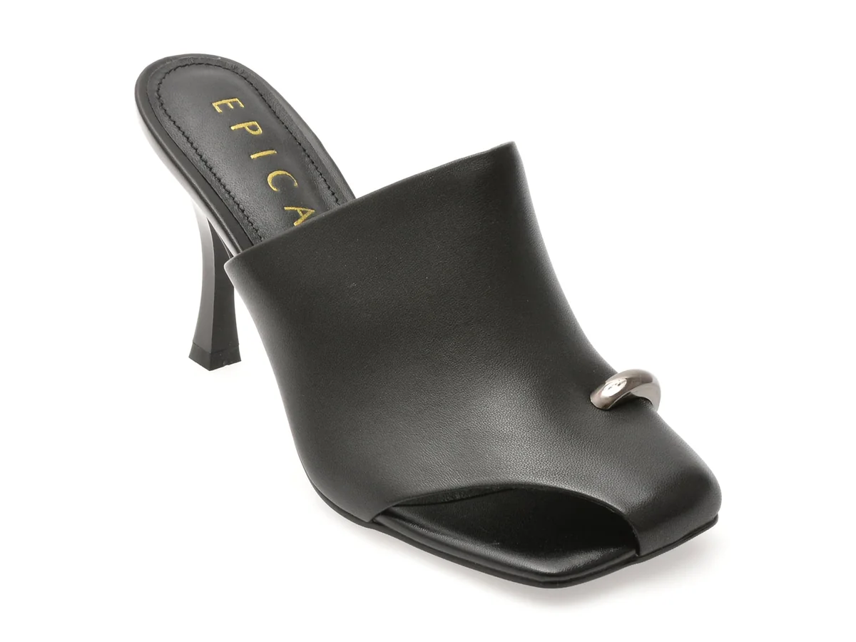 Papuci Epica Negri, 62L, Din Piele Naturală