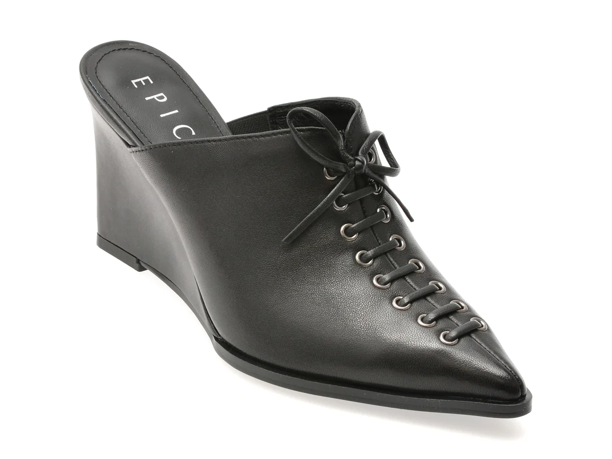 Pantofi Eleganți Epica Negri, 1423, Din Piele Naturală