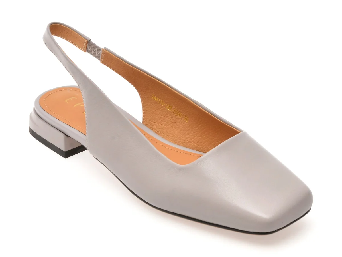 Pantofi Epica Gri, 32S, Din Piele Naturală