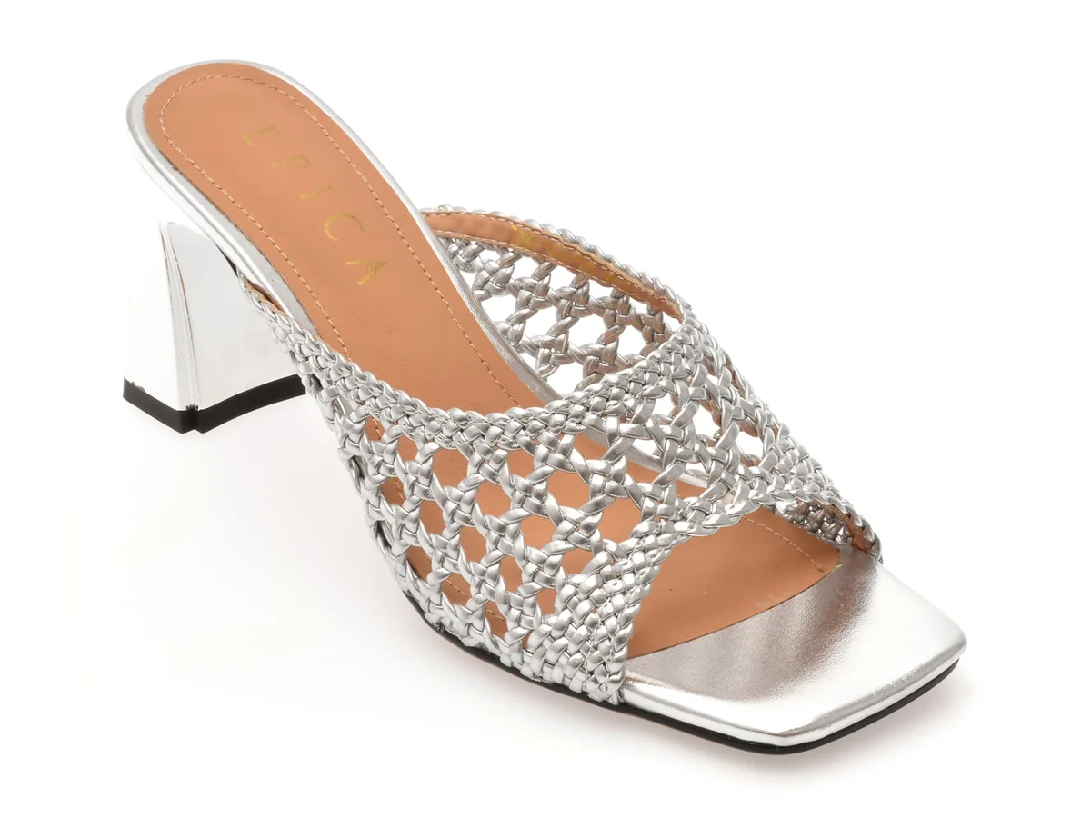 Papuci Epica Argintii, 7290, Din Piele Ecologică