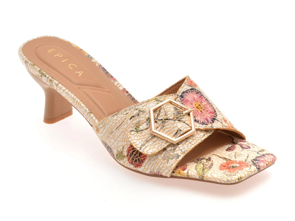 Papuci Epica Bej, 82987, Din Piele Naturală