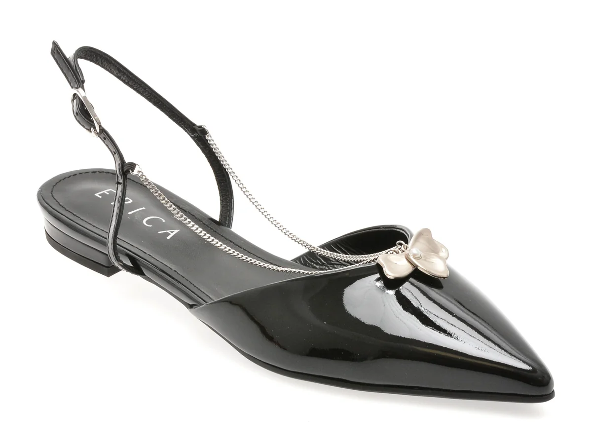 Pantofi Epica Negri, 2000, Din Piele Naturala Lăcuită