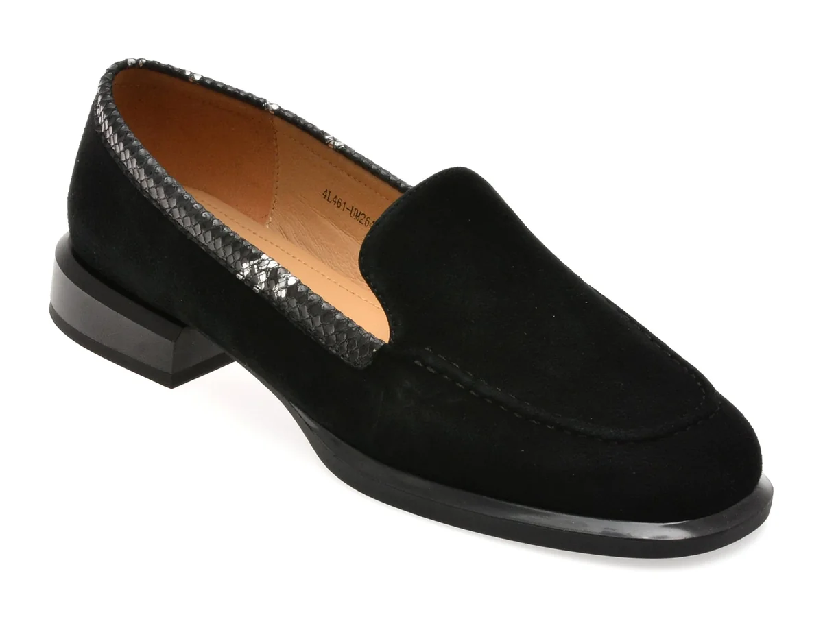 Mocasini Image Negri, 4L461, Din Piele Întoarsă
