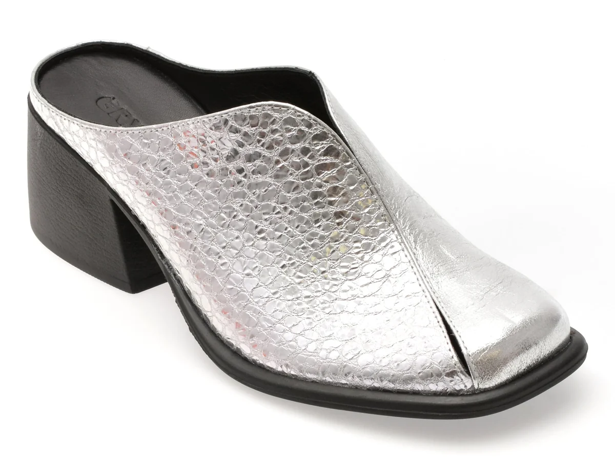 Papuci Gryxx Argintii, 1461070, Din Piele Naturala