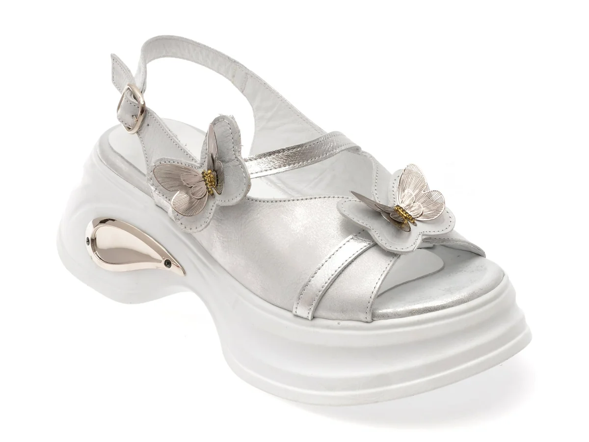 Sandale Gryxx Argintii, 4352813, Din Piele Naturală