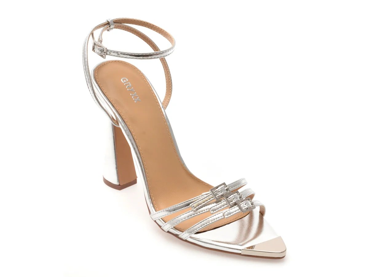 Sandale Elegante Gryxx Argintii, 82935, Din Piele Ecologica