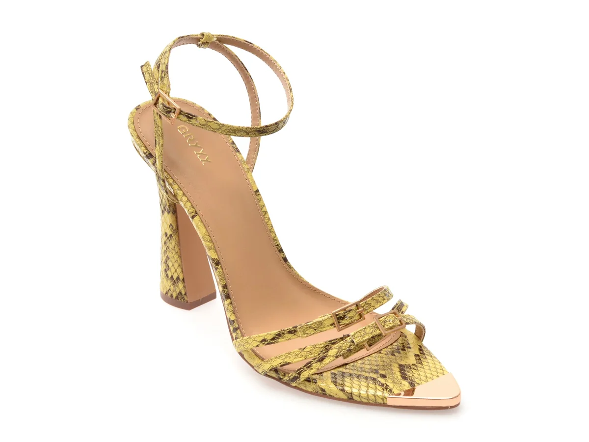 Sandale Elegante Gryxx Galbene, 82935, Din Piele Ecologica