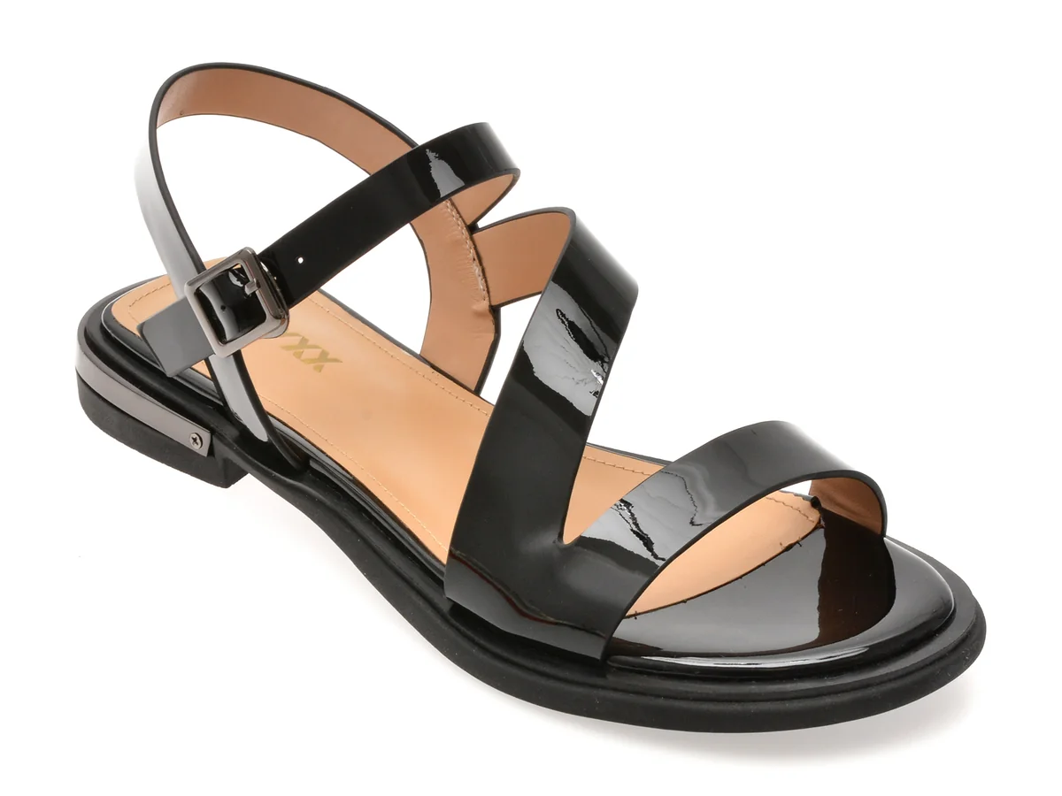 Sandale Gryxx Negre, 1294, Din Piele Naturală Lăcuită