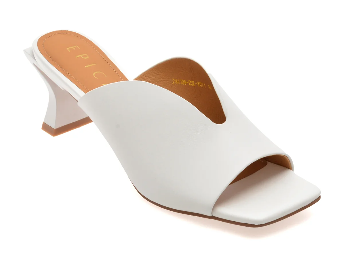 Papuci Epica Albi, 23L, Din Piele Naturala