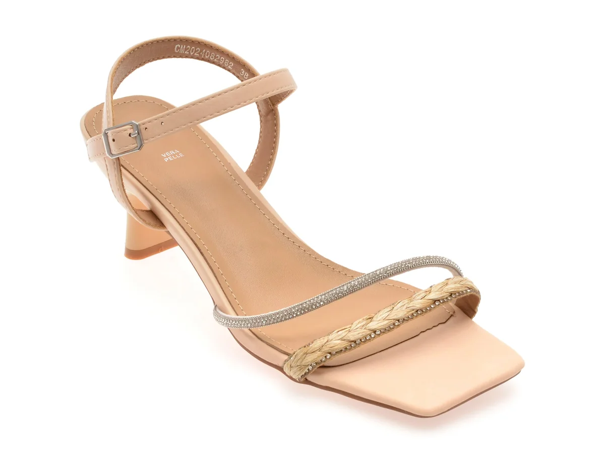 Sandale Elegeante Epica Bej, 82982, Din Piele Ecologică