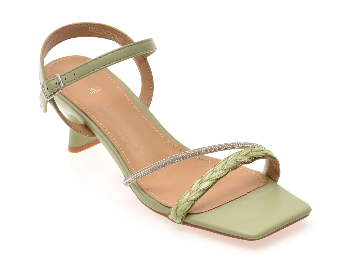 Sandale Elegante Epica Verzi, 82982, Din Piele Ecologică