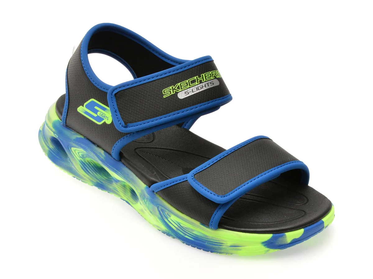 Sandale Skechers Negre, Sola Glow Sandal, Din Piele Ecologică