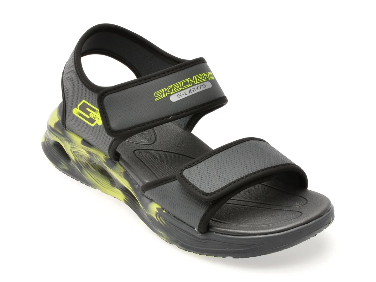 Sandale Skechers Gri, Sola Glow Sandal, Din Piele Ecologică