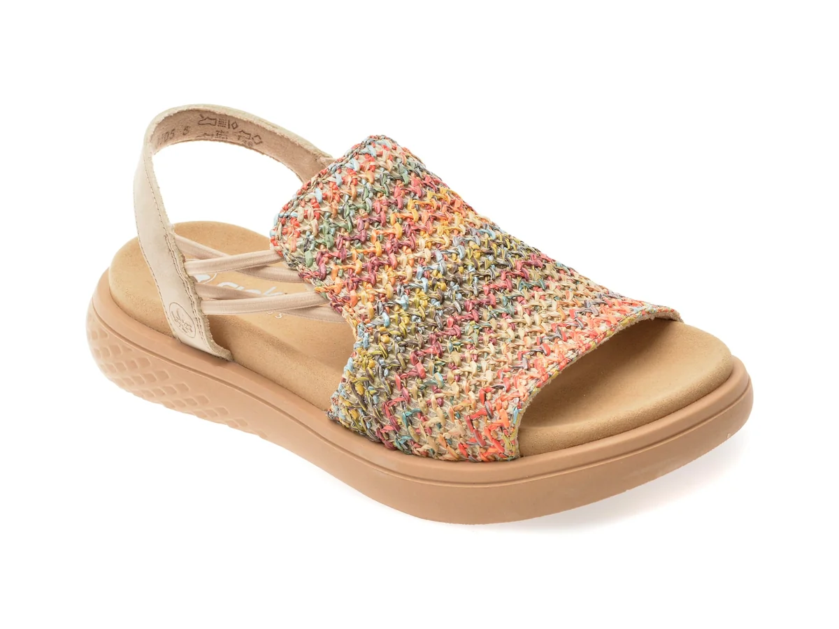 Sandale Rieker Bej, V1541, Din Material Textil