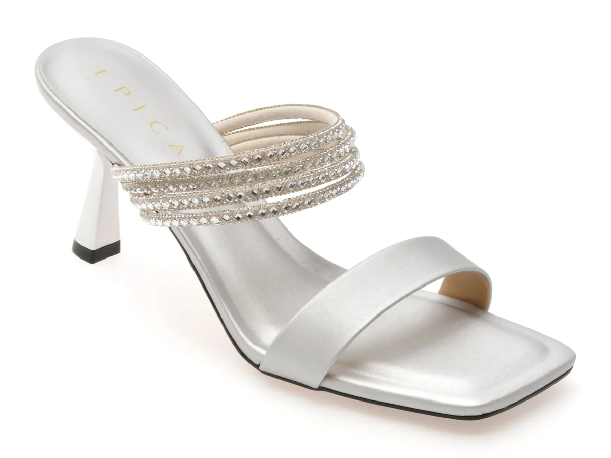 Papuci Epica Argintii, 2367, Din Piele Ecologică