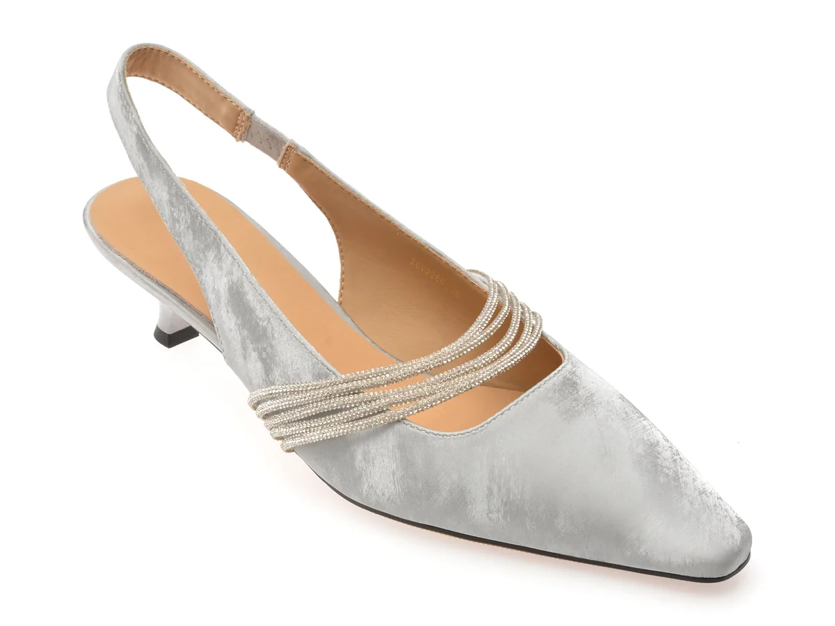 Pantofi Eleganți Epica Argintii, 26V2266, Din Piele Ecologică