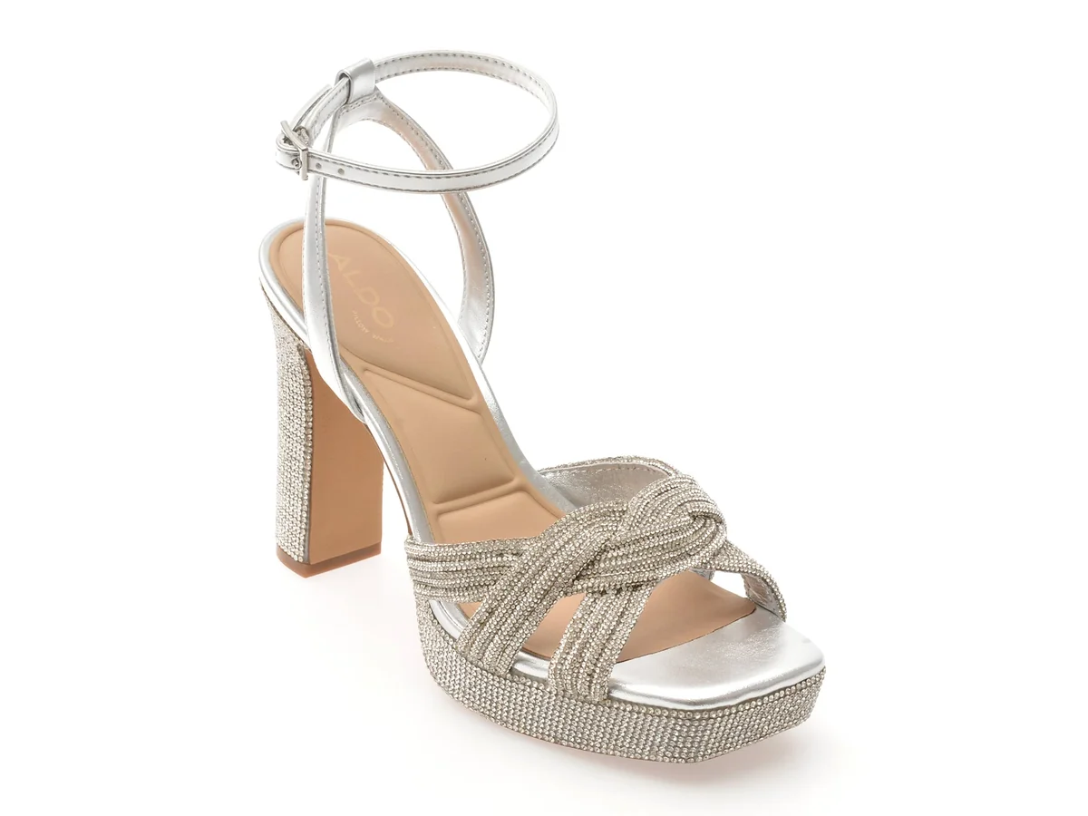 Sandale Elegante Aldo Argintii, ShimmA 040, Din Piele Ecologică