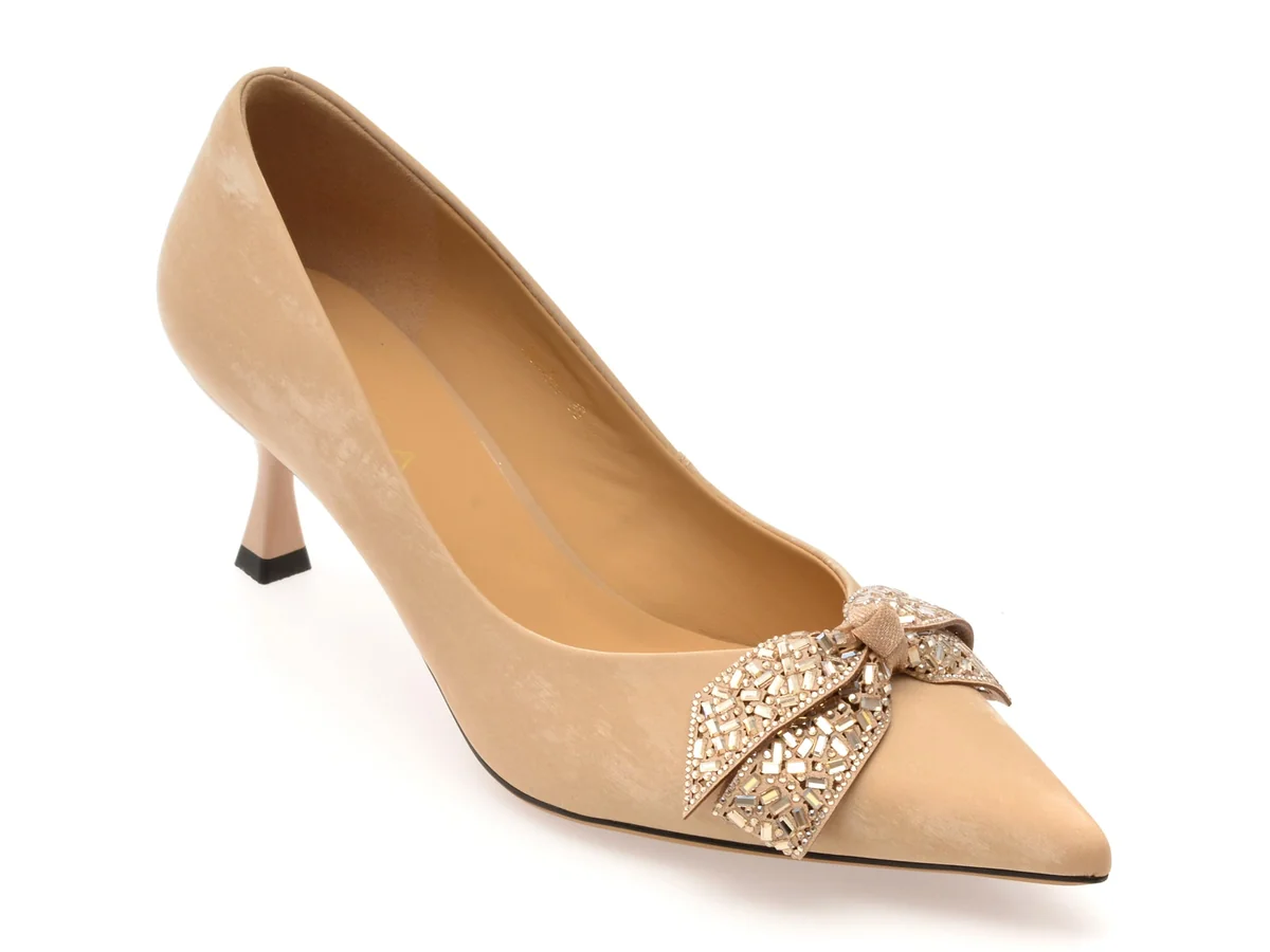 Pantofi Eleganti Epica Aurii, 65057, Din Piele Naturala